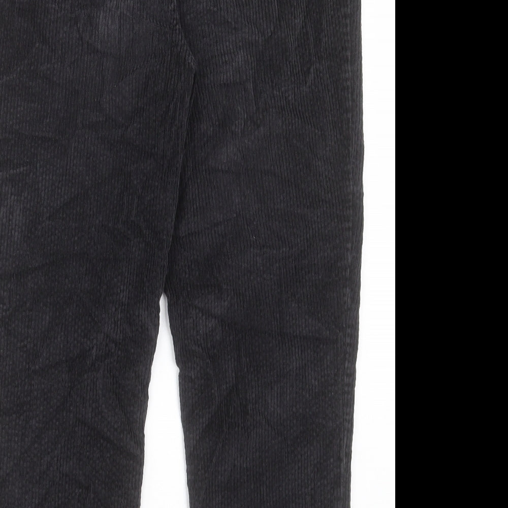Fat Face Womens Black Cotton Trousers Size 14 L25 in Regular Button