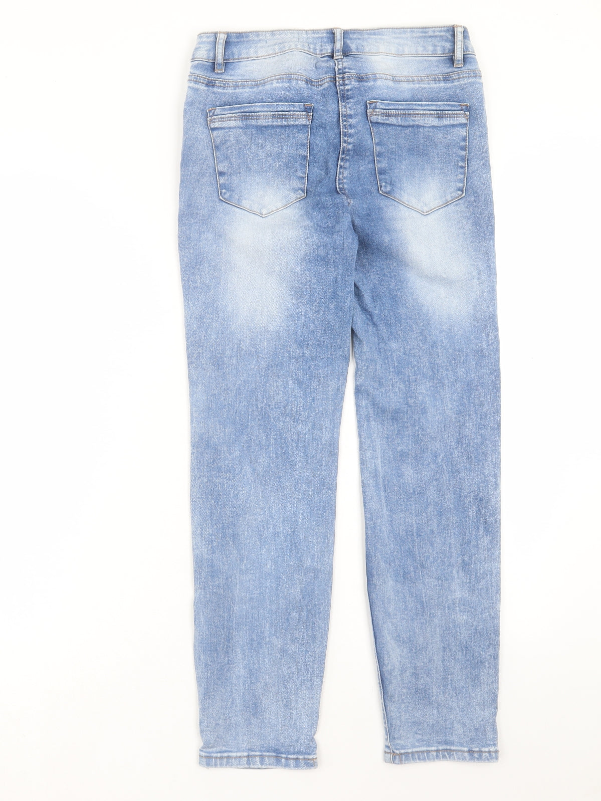 Matalan Womens Blue Cotton Boyfriend Jeans Size 10 L26 in Regular Button