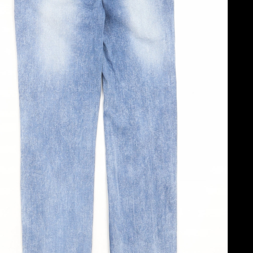 Matalan Womens Blue Cotton Boyfriend Jeans Size 10 L26 in Regular Button