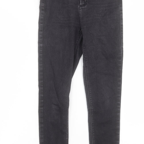 Topshop Womens Black Cotton Skinny Jeans Size 28 in L25 in Regular Button - To Fit 30