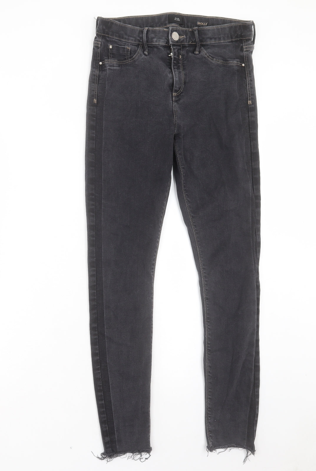 River Island Womens Black Cotton Skinny Jeans Size 12 L27 in Regular Button