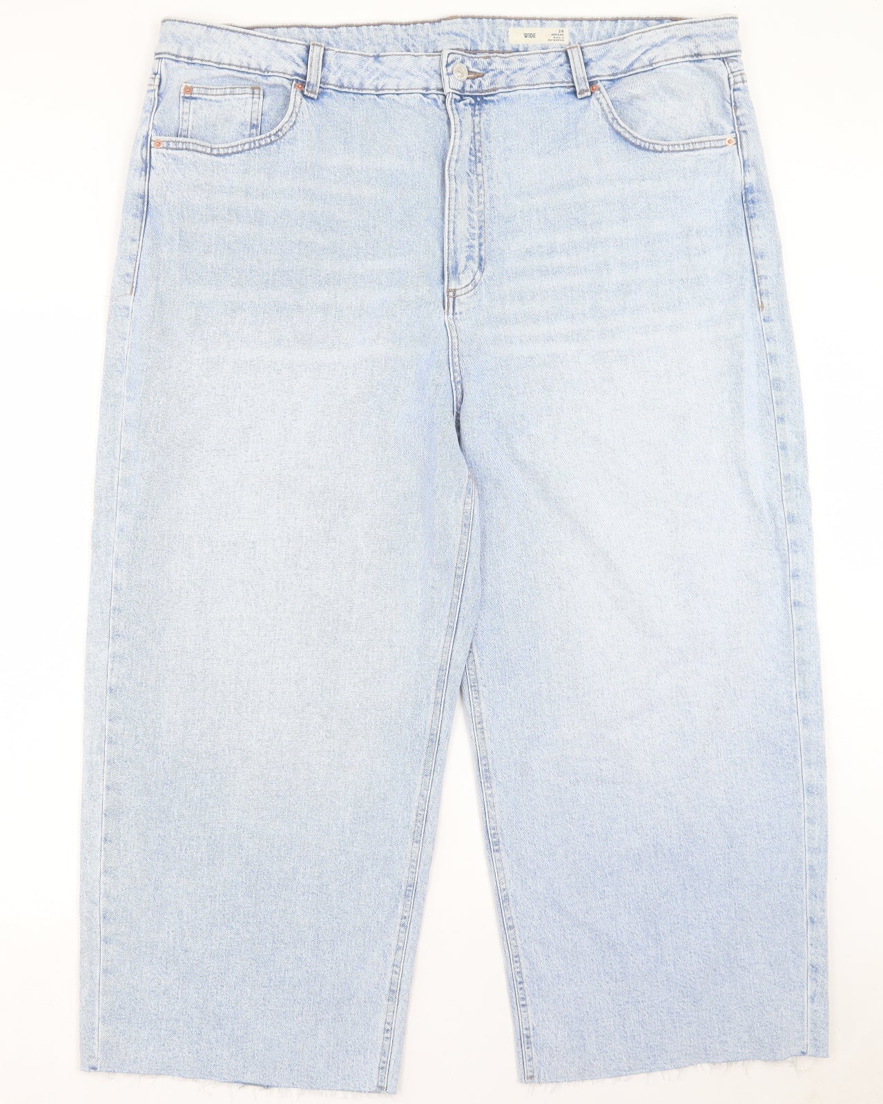 Marks and Spencer Womens Blue Cotton Cropped Jeans Size 24 L25 in Regular Button