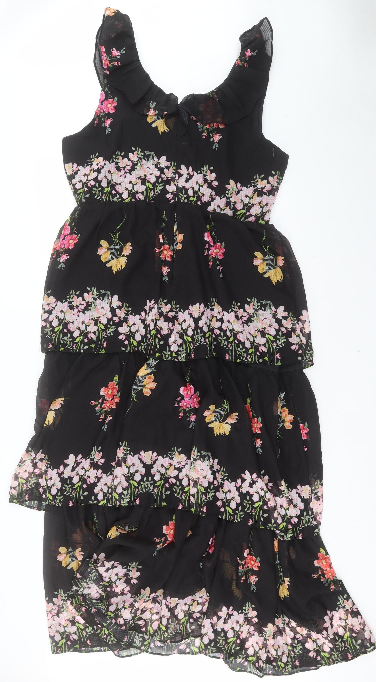 Simply Be Womens Multicoloured Floral Polyester A-Line Size 16 V-Neck Zip