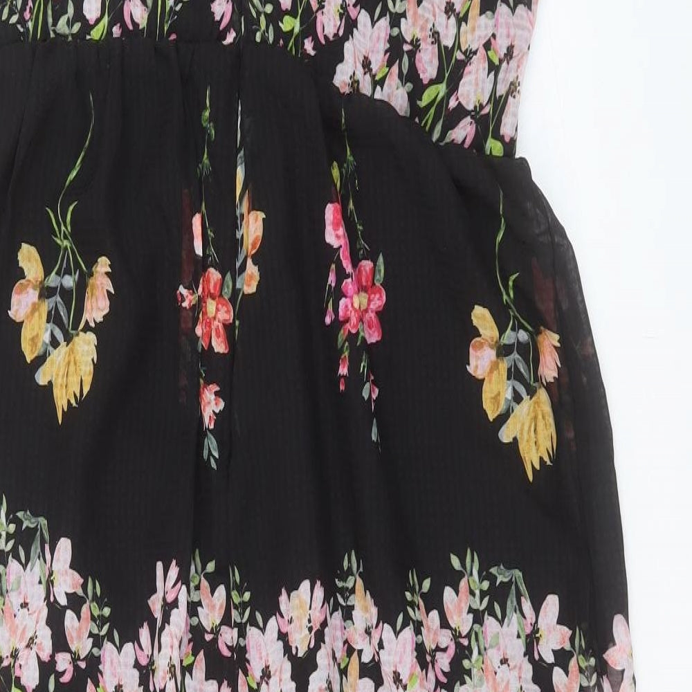 Simply Be Womens Multicoloured Floral Polyester A-Line Size 16 V-Neck Zip
