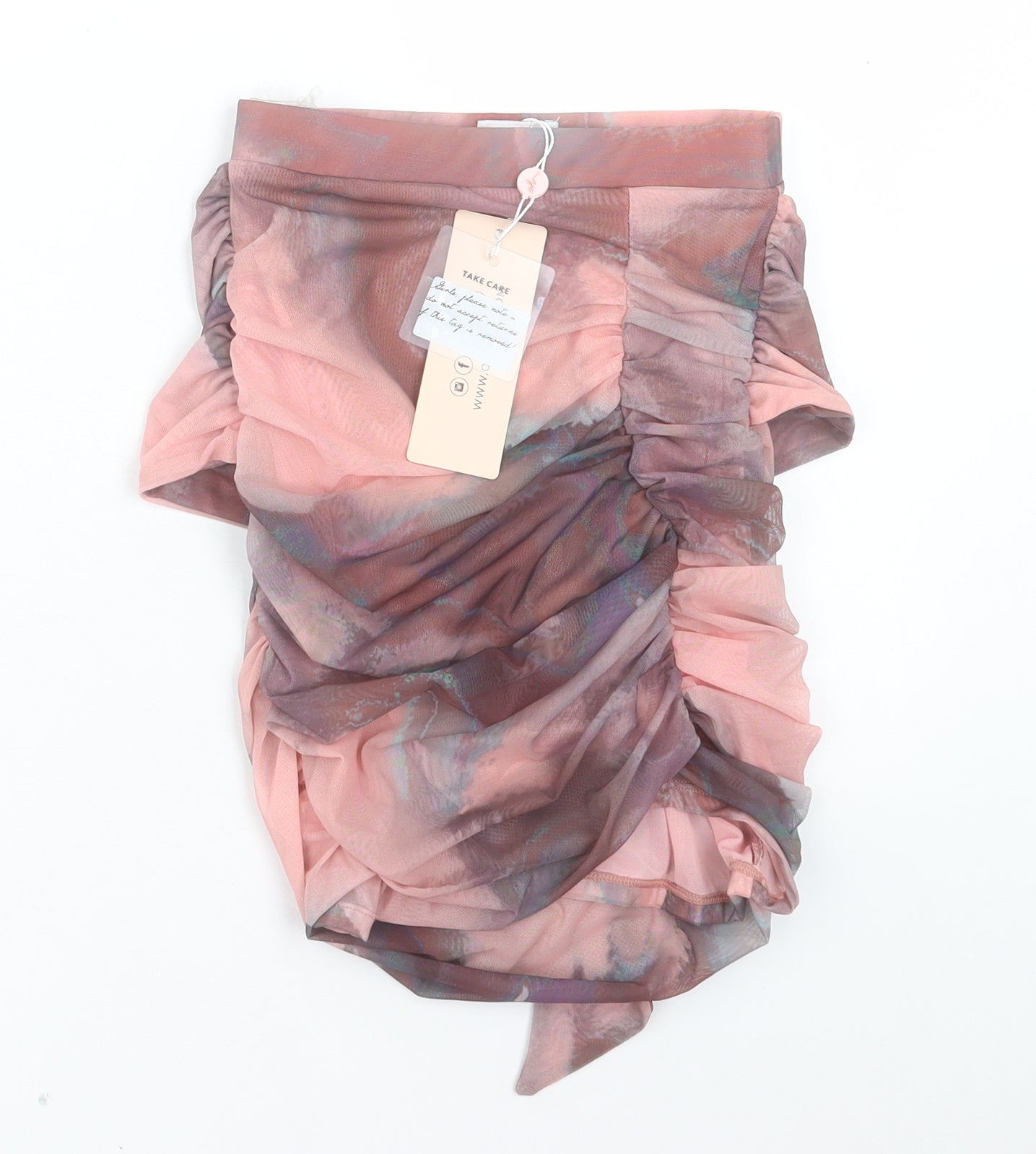Oh Polly Womens Pink Geometric Polyester A-Line Skirt Size 4 - Ruched
