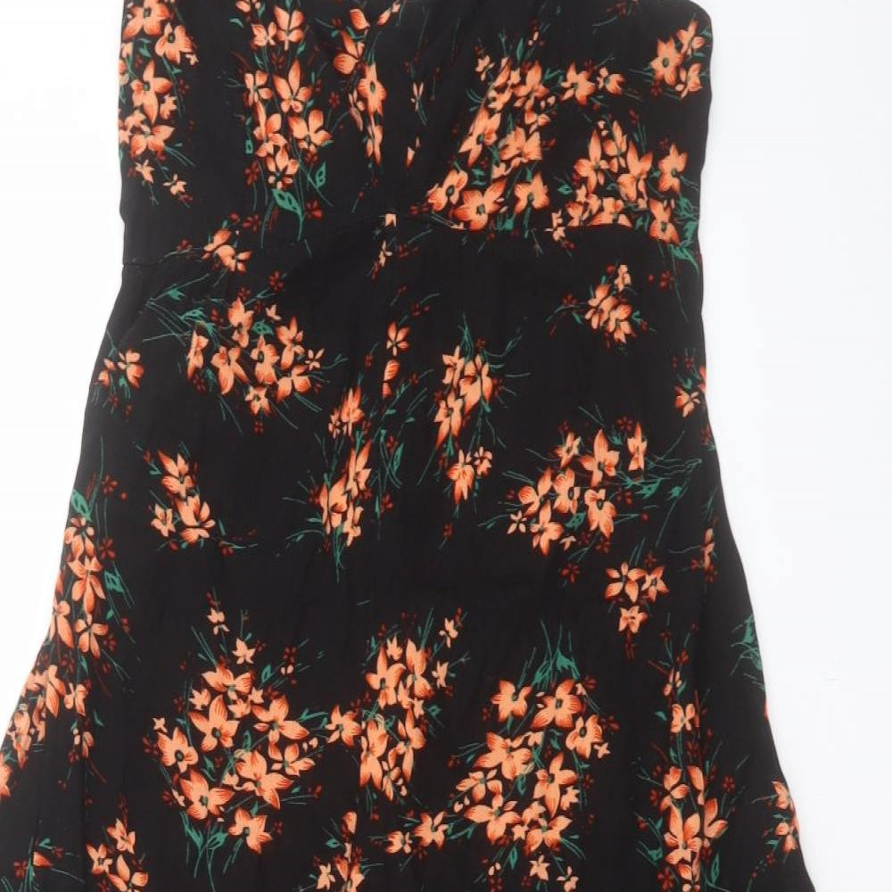 Urban Outfitters Womens Black Floral Viscose Jumpsuit One-Piece Size M L20 in Pullover
