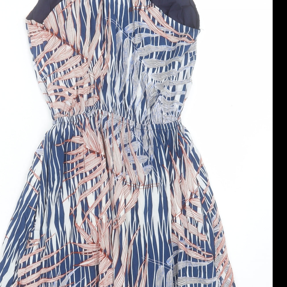 Louche Womens Multicoloured Geometric Viscose Fit & Flare Size 10 V-Neck Pullover