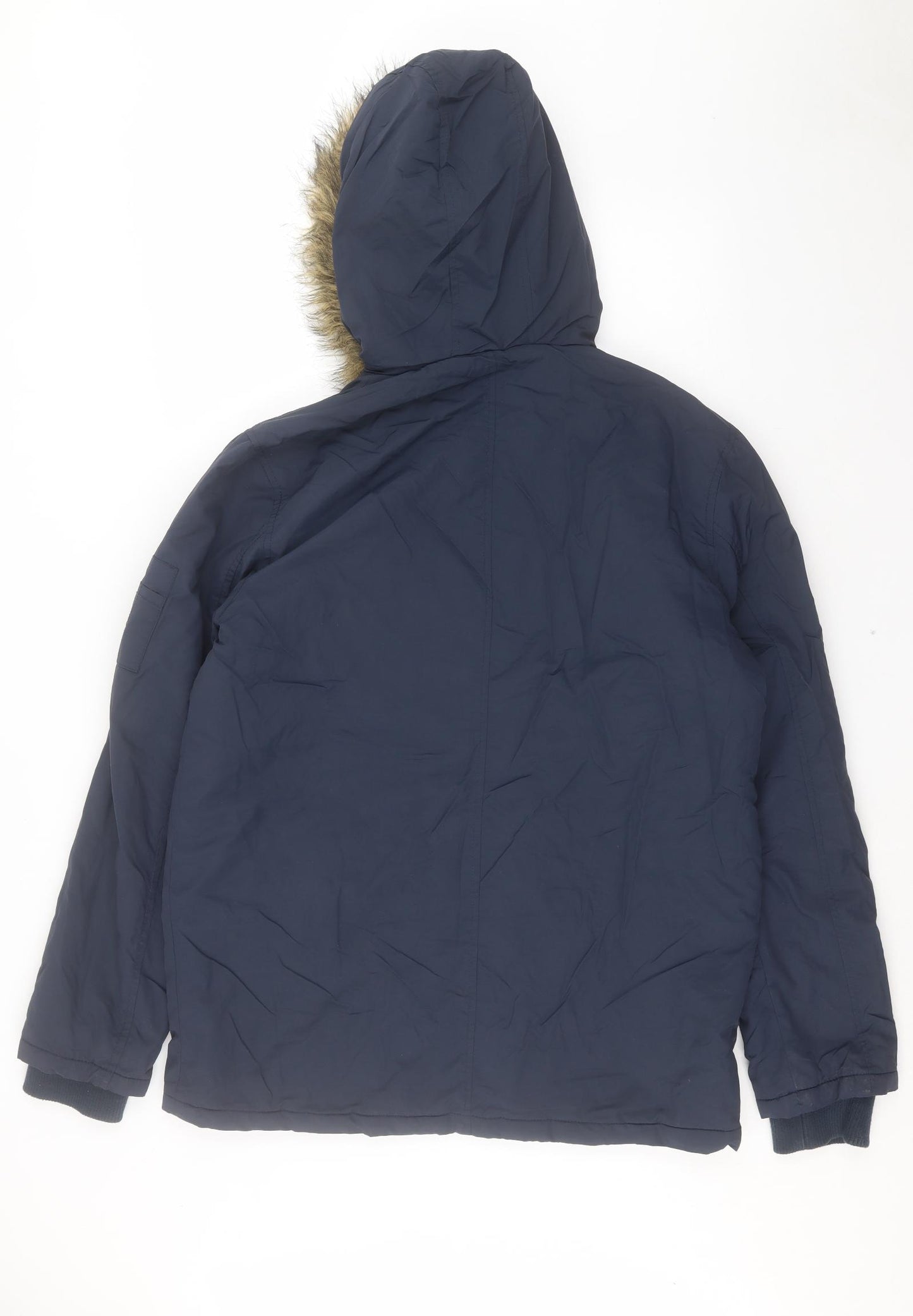 Brave Soul Mens Blue Parka Coat Size L Zip