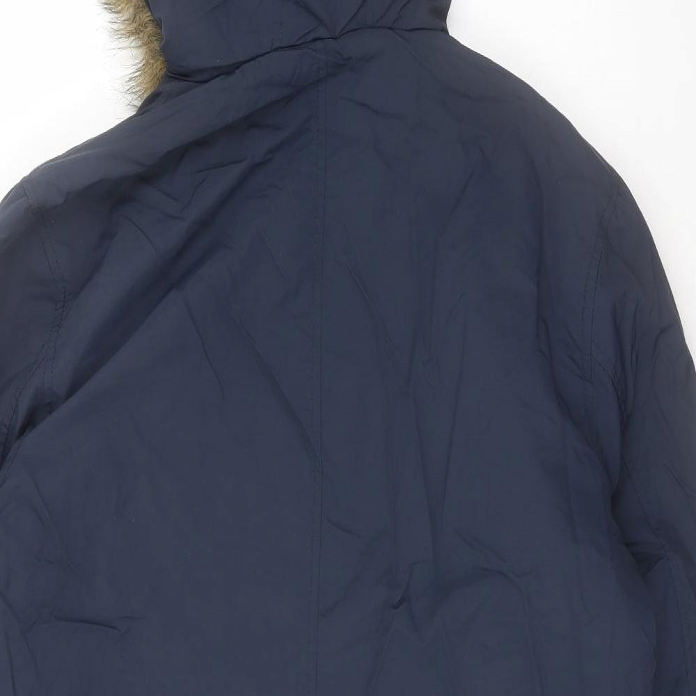 Brave Soul Mens Blue Parka Coat Size L Zip