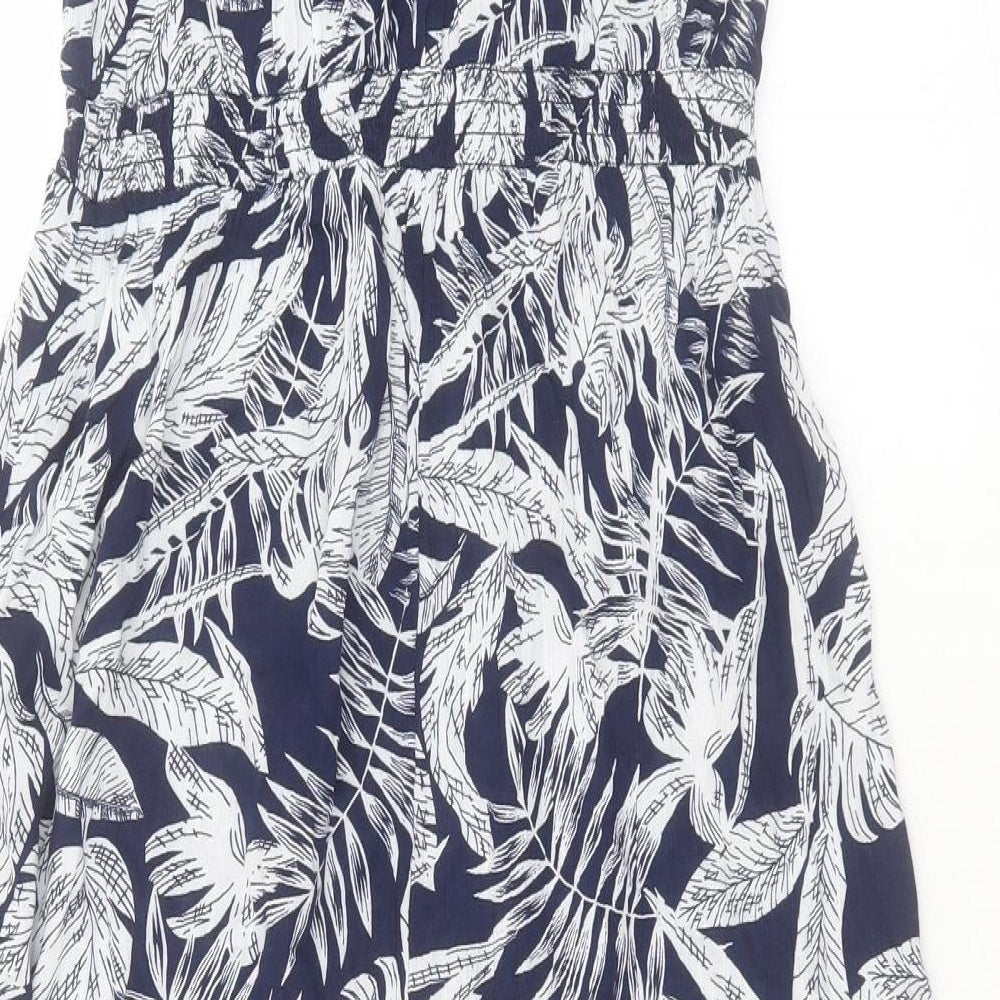 Nutmeg Womens Blue Floral Viscose A-Line Size 12 Off the Shoulder Pullover