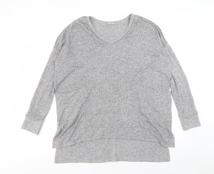 COIN 1804 Womens Grey V-Neck Polyester Pullover Jumper Size L