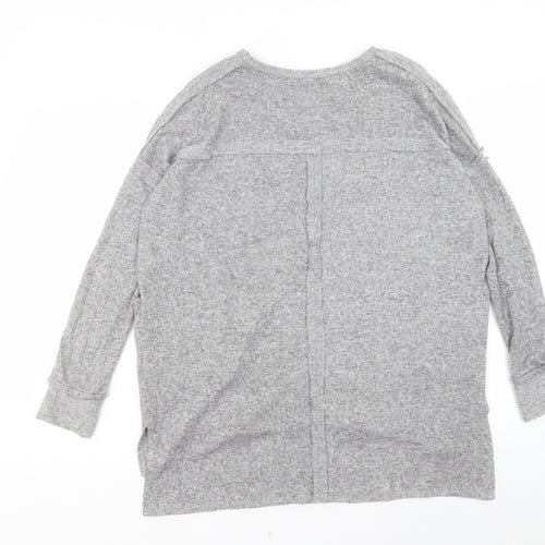 COIN 1804 Womens Grey V-Neck Polyester Pullover Jumper Size L