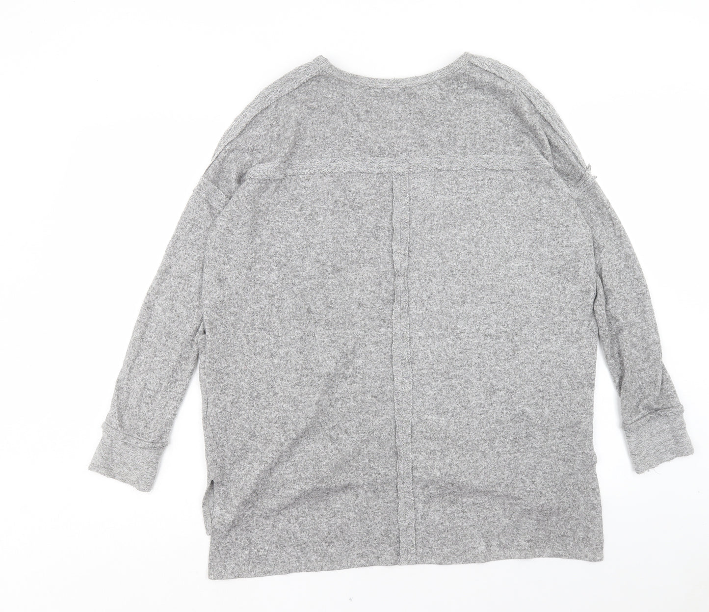 COIN 1804 Womens Grey V-Neck Polyester Pullover Jumper Size L