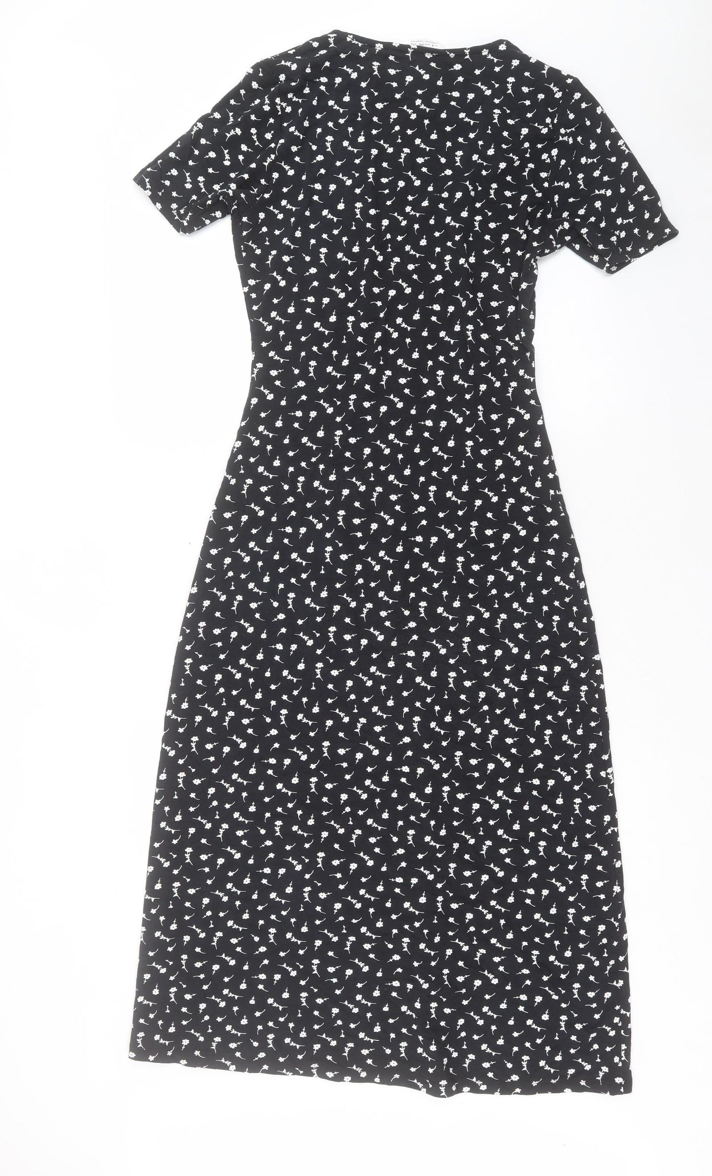 Dorothy Perkins Womens Black Floral Viscose A-Line Size 8 V-Neck Pullover