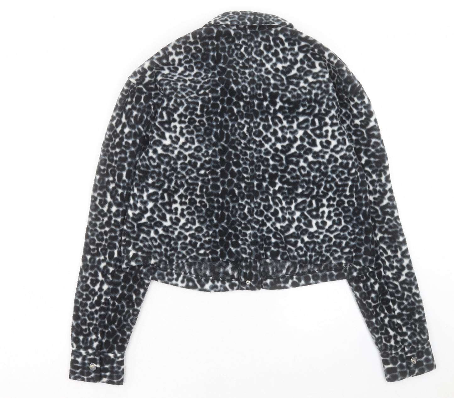New Look Womens Black Animal Print Jacket Size 12 Button - Leopard Print