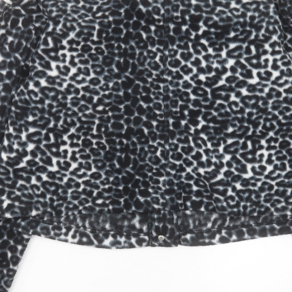 New Look Womens Black Animal Print Jacket Size 12 Button - Leopard Print