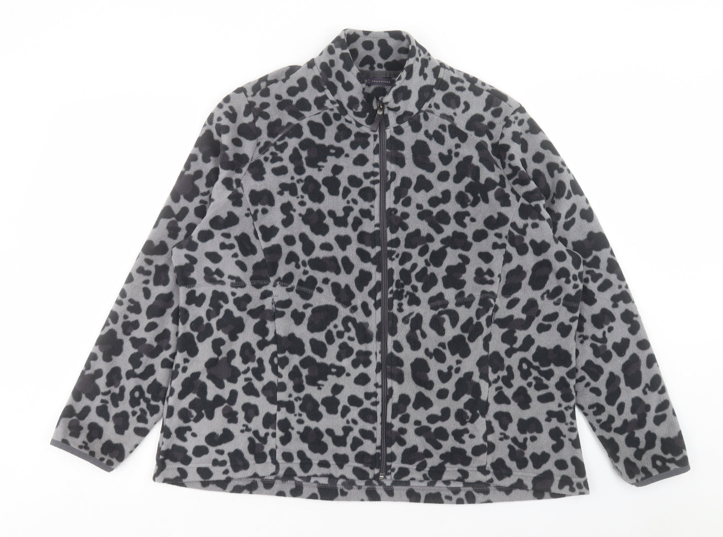 Marks and Spencer Womens Grey Animal Print Jacket Size 22 Zip - Leopard Print
