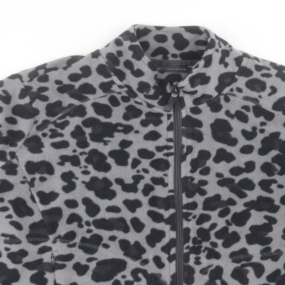 Marks and Spencer Womens Grey Animal Print Jacket Size 22 Zip - Leopard Print