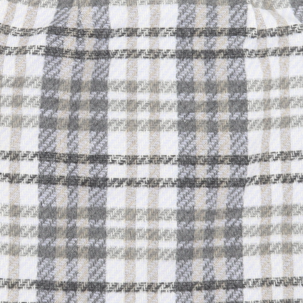 Preworn Womens Grey Plaid Acrylic Mini Skirt Size 30 in Button