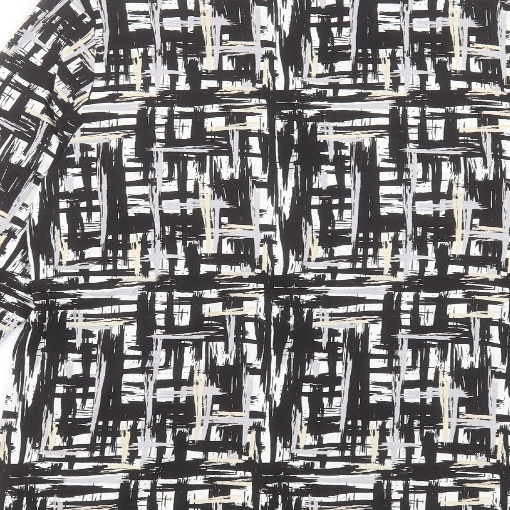Marks and Spencer Womens Black Geometric Viscose Basic T-Shirt Size 22 V-Neck