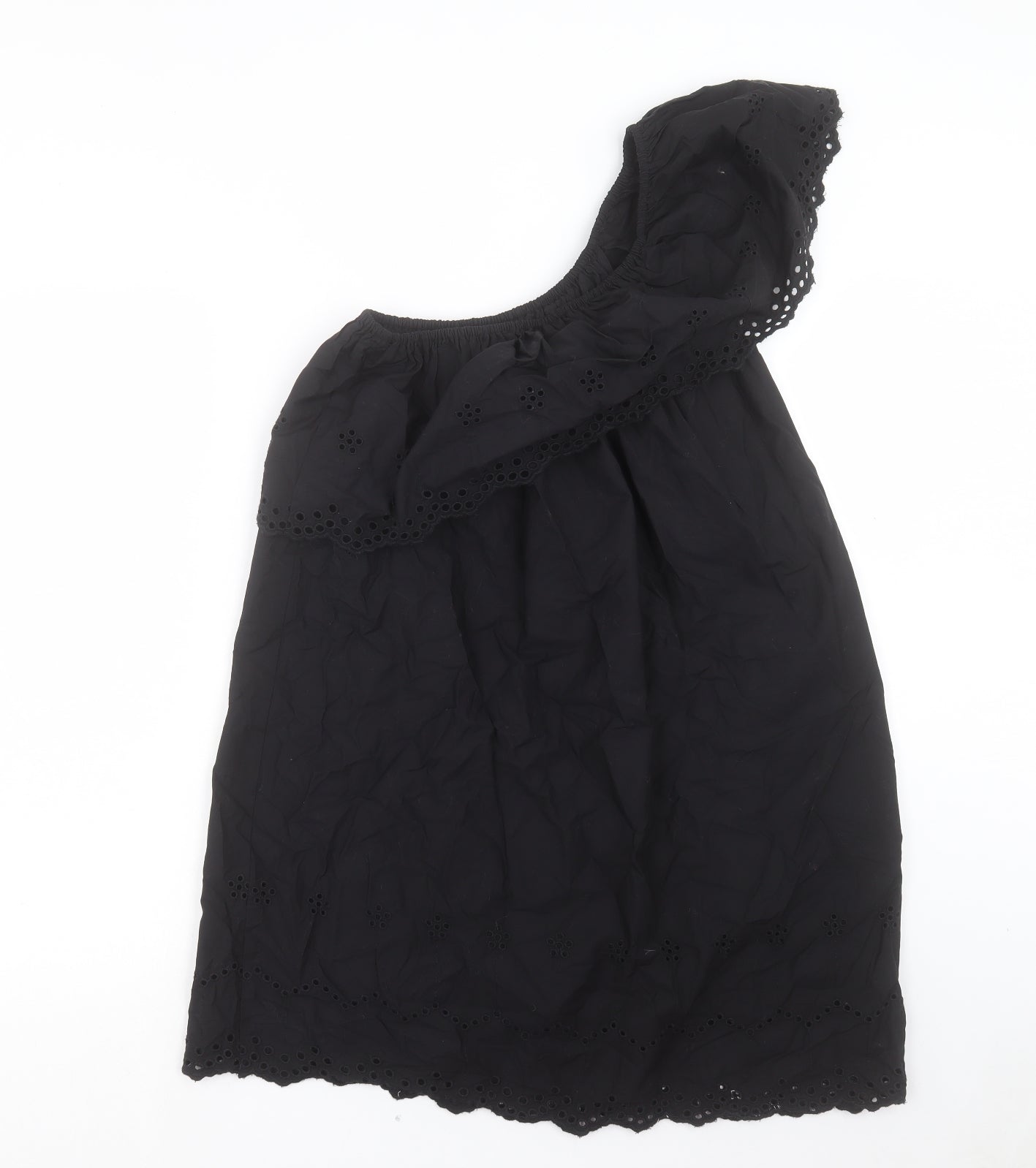 River Island Womens Black Cotton A-Line Size 8 One Shoulder Pullover