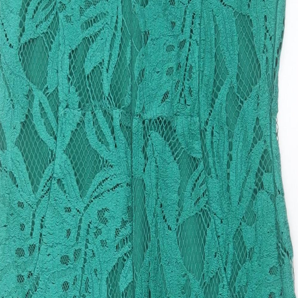 Marks and Spencer Womens Green Cotton Shift Size 12 Crew Neck Zip