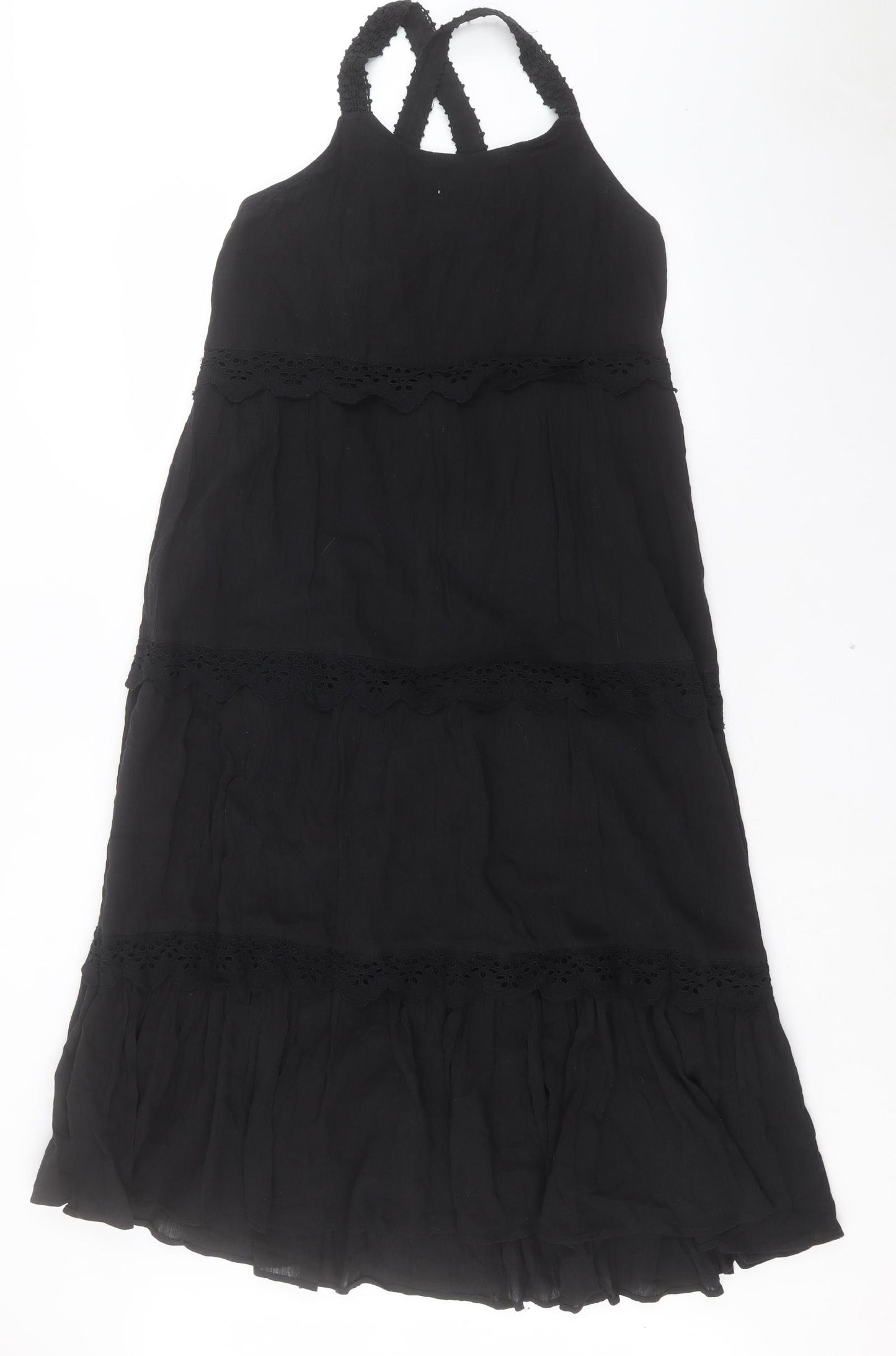 River Island Womens Black Cotton A-Line Size 12 Crew Neck Pullover
