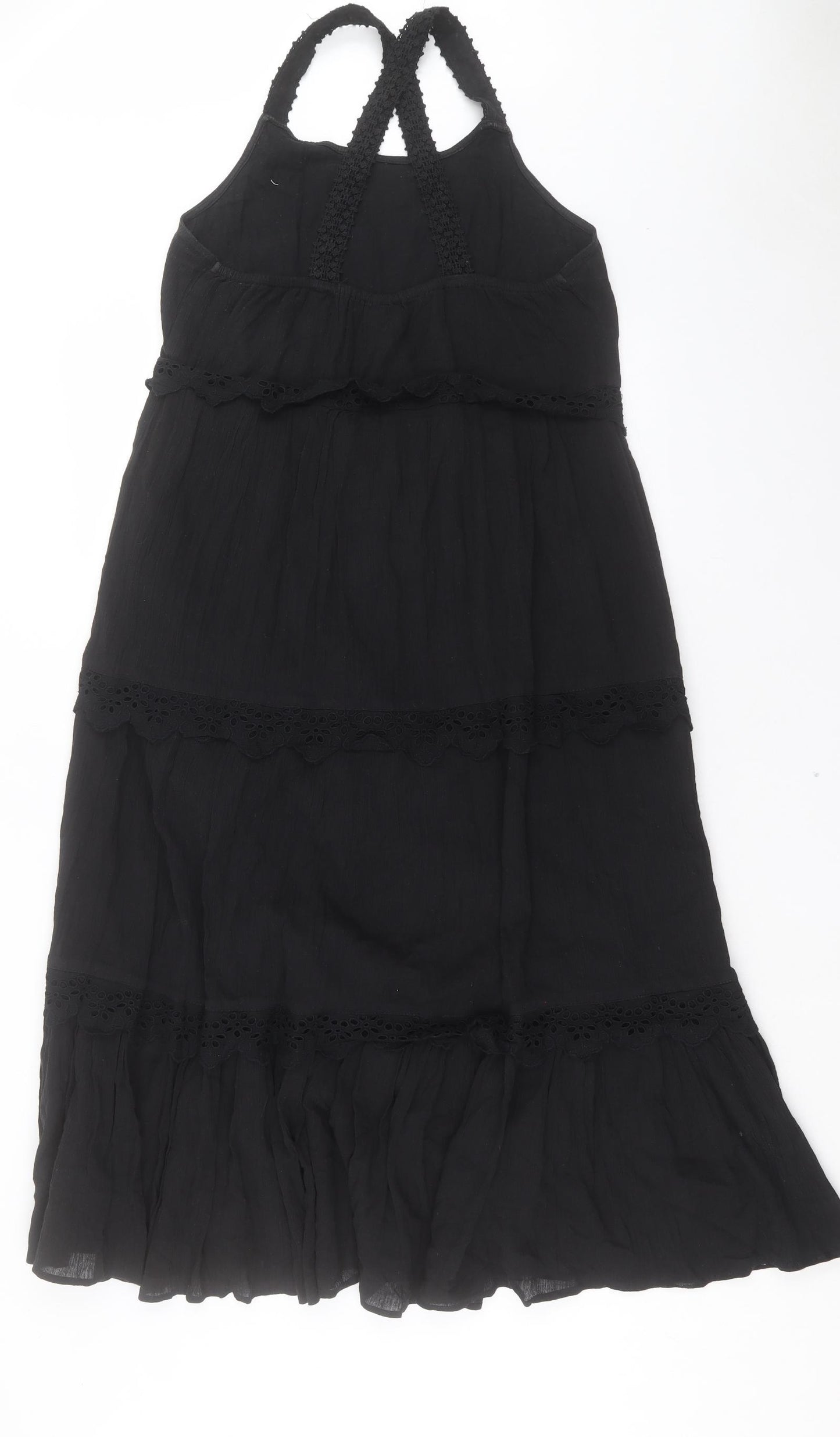 River Island Womens Black Cotton A-Line Size 12 Crew Neck Pullover