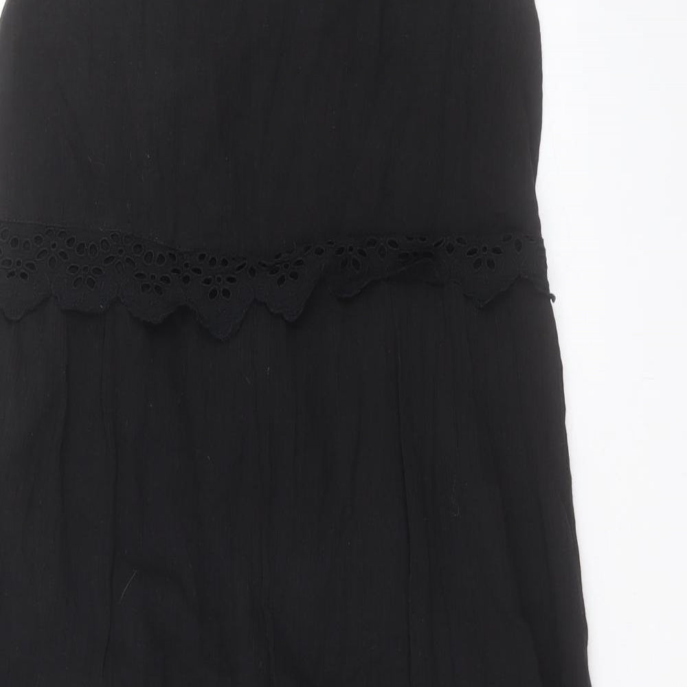 River Island Womens Black Cotton A-Line Size 12 Crew Neck Pullover
