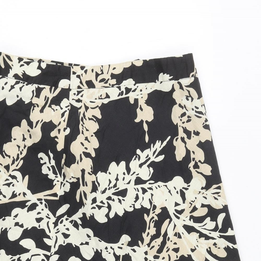 H&M Womens Beige Geometric Polyester A-Line Skirt Size 10 Tie