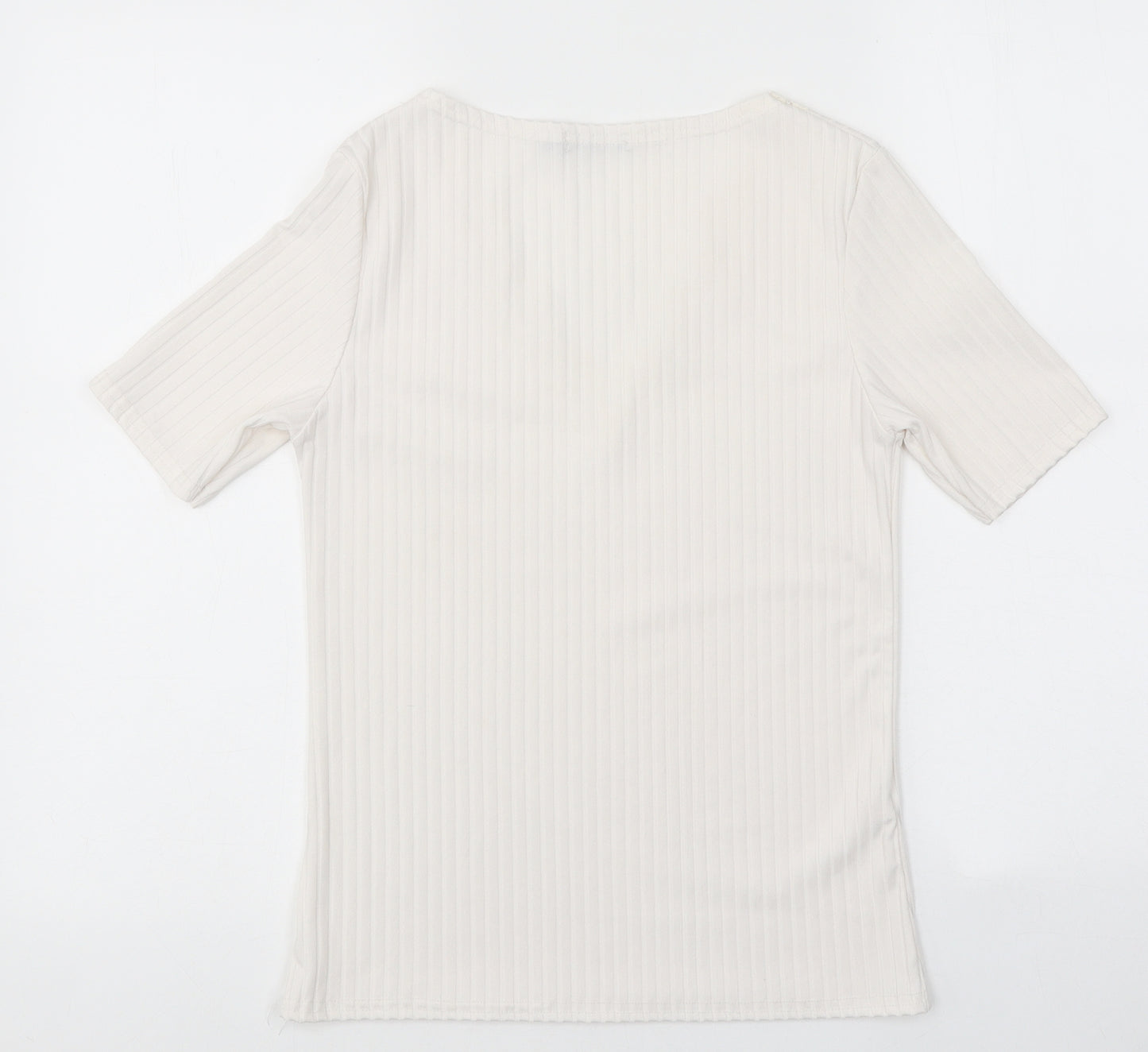 Boohoo Womens White Polyester Basic Polo Size 8 V-Neck