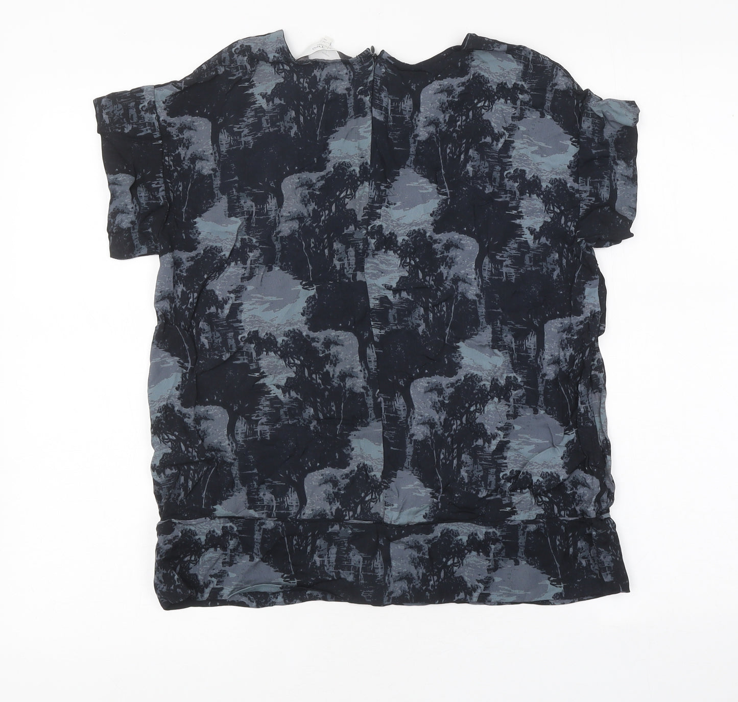 Part Two Womens Grey Geometric Viscose Basic T-Shirt Size 10 Round Neck