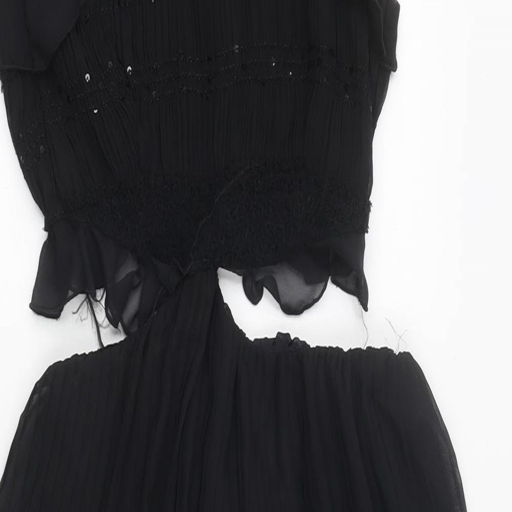 Zara Womens Black Polyester Maxi Size M High Neck Zip