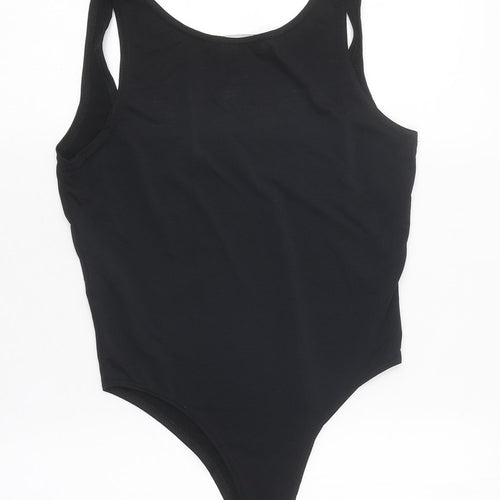PRETTYLITTLETHING Womens Black Polyester Bodysuit One-Piece Size 10 Snap