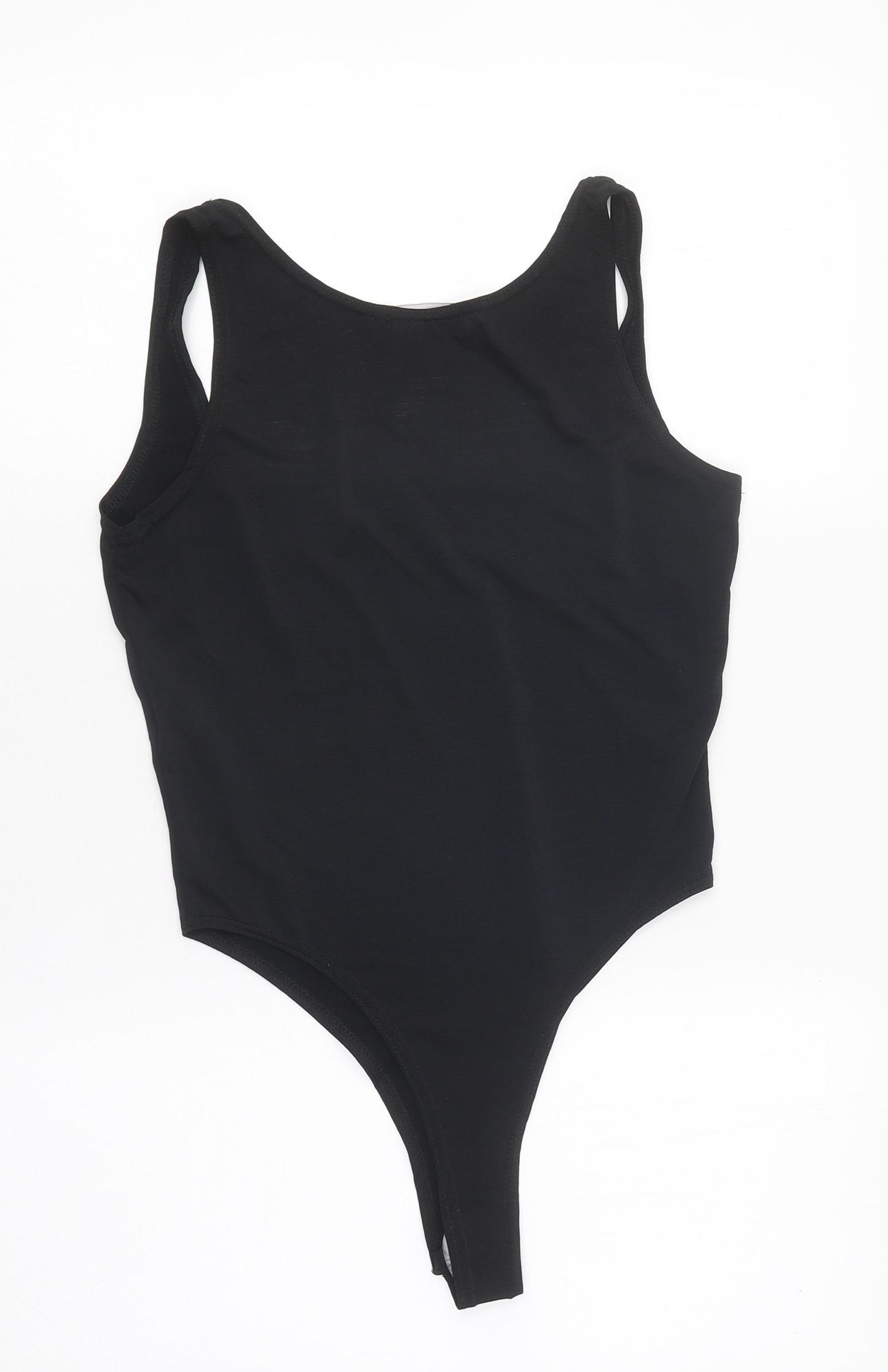 PRETTYLITTLETHING Womens Black Polyester Bodysuit One-Piece Size 10 Snap