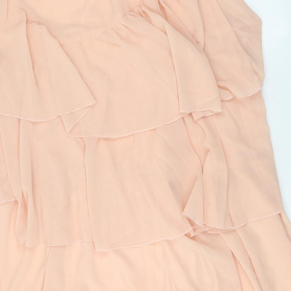 Boohoo Womens Pink Polyester Maxi Skirt Size 8 Zip