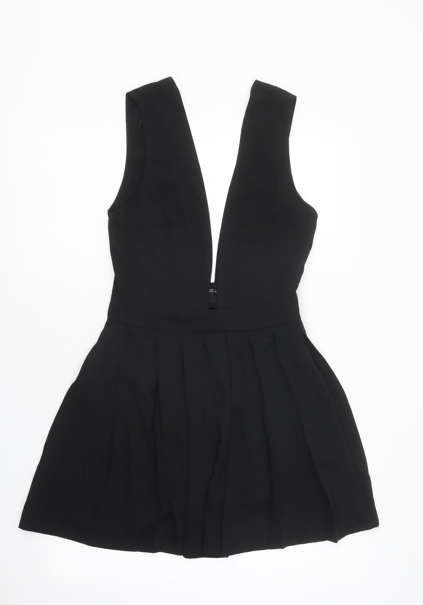 Zara Womens Black Polyester Skater Dress Size XS Sweetheart Zip