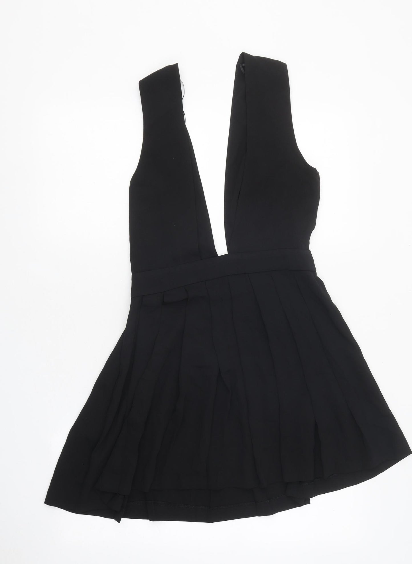 Zara Womens Black Polyester Skater Dress Size XS Sweetheart Zip