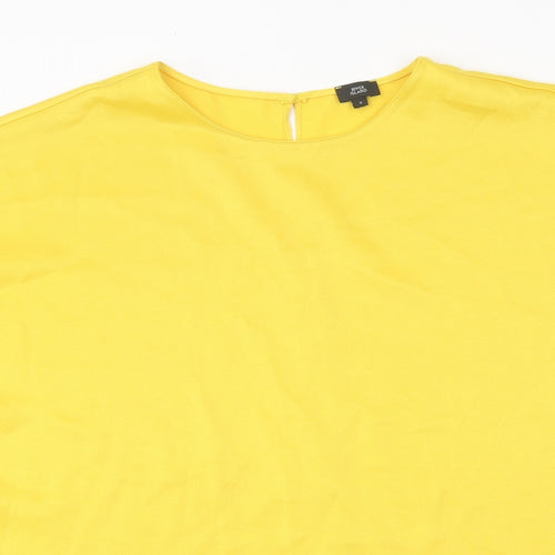 River Island Womens Yellow Polyester Basic T-Shirt Size S Round Neck