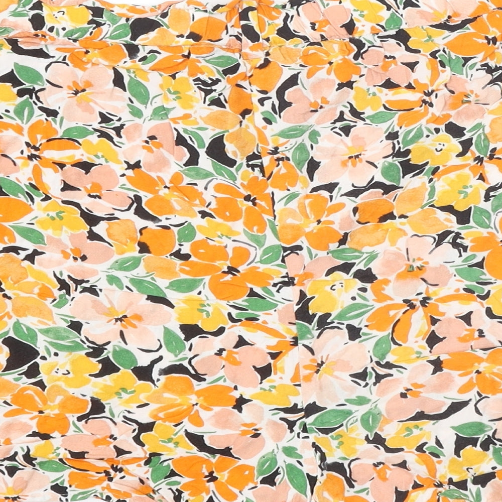 F&F Womens Orange Floral Viscose Bermuda Shorts Size 22 L16 in Regular Pull On