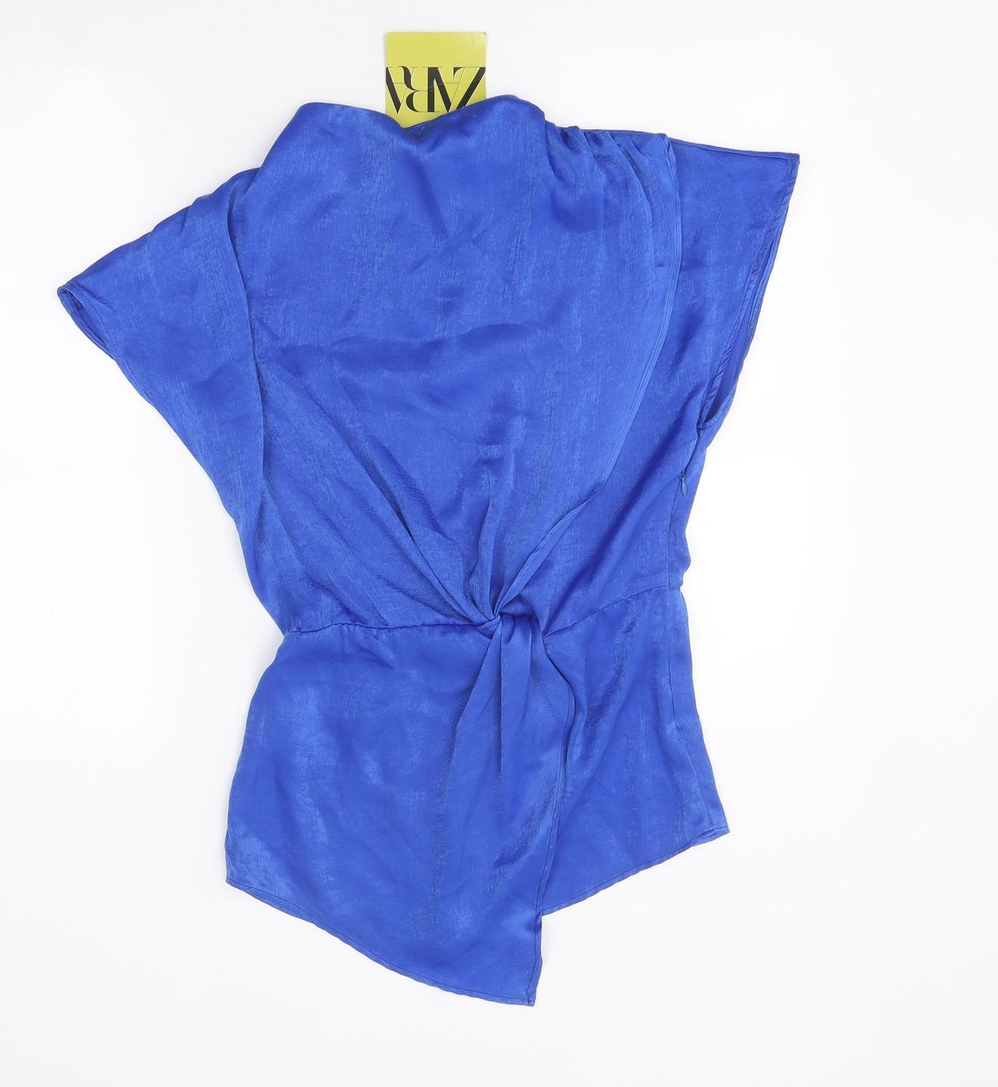 Zara Womens Blue Polyester Jersey Blouse Size XS Mock Neck
