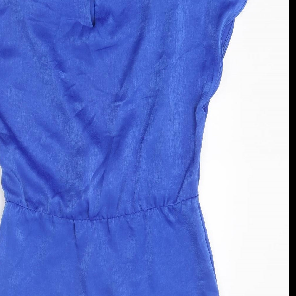 Zara Womens Blue Polyester Jersey Blouse Size XS Mock Neck