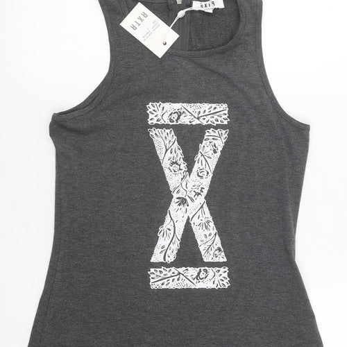 RXTR Womens Grey Viscose Basic Tank Size S Round Neck