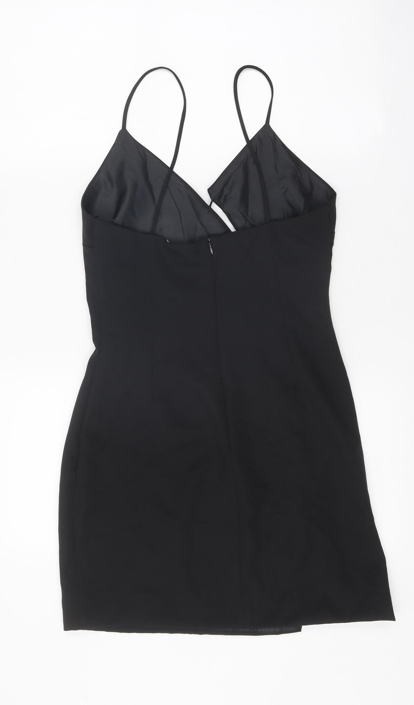 Zara Womens Black Polyester Bodycon Size XS V-Neck Zip