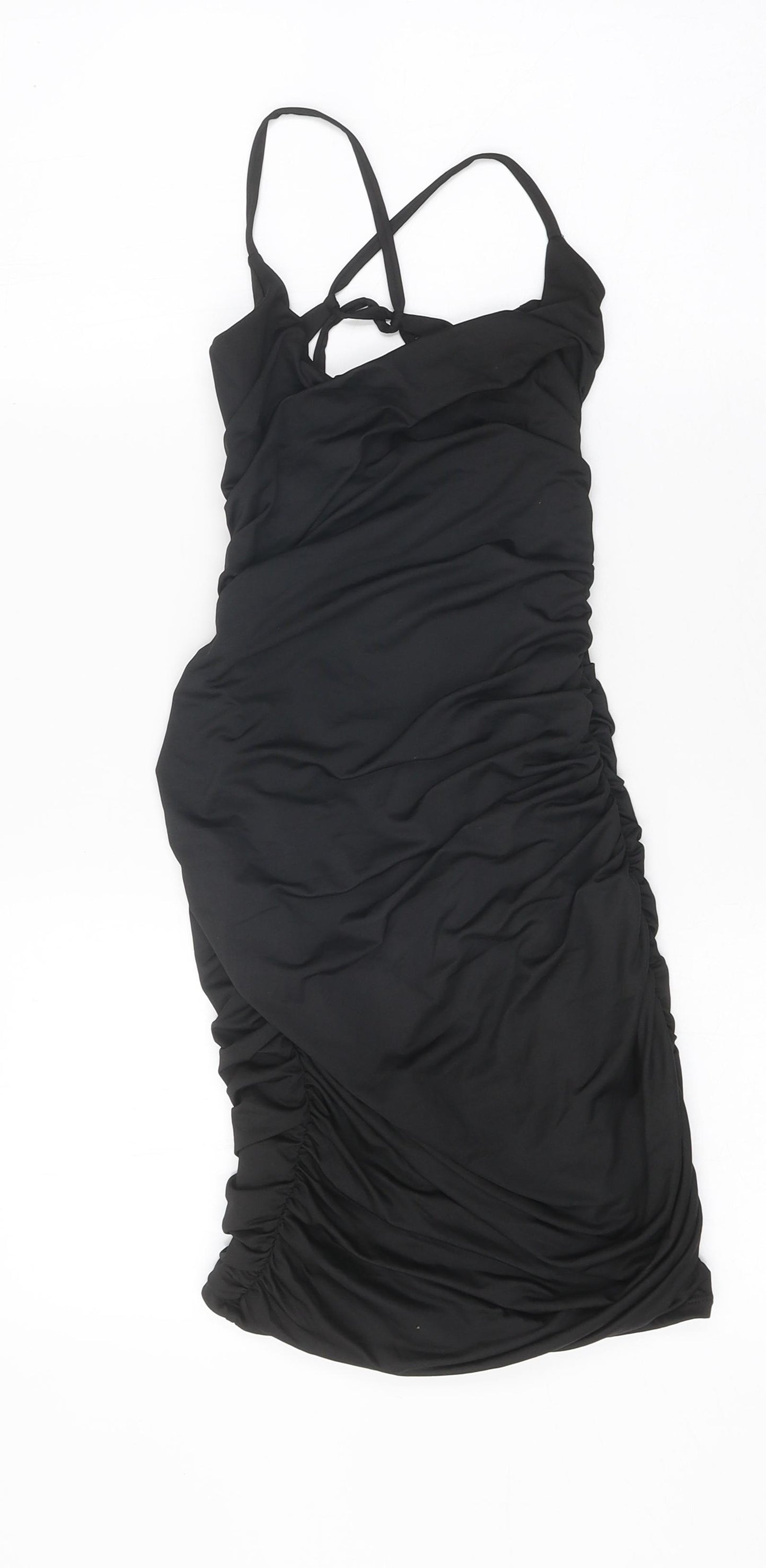 oh Polly Womens Black Polyester Bodycon Size 8 Sweetheart Tie