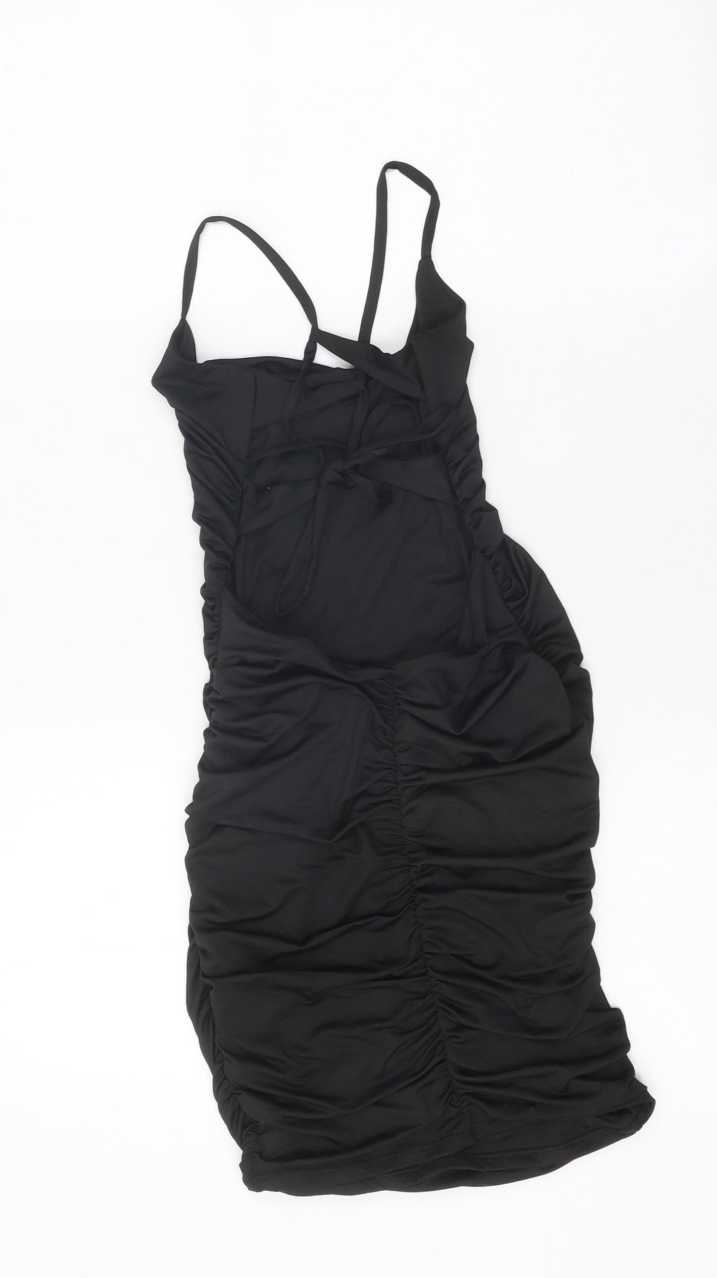 oh Polly Womens Black Polyester Bodycon Size 8 Sweetheart Tie