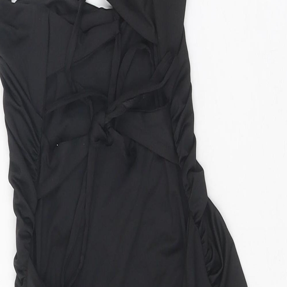 oh Polly Womens Black Polyester Bodycon Size 8 Sweetheart Tie