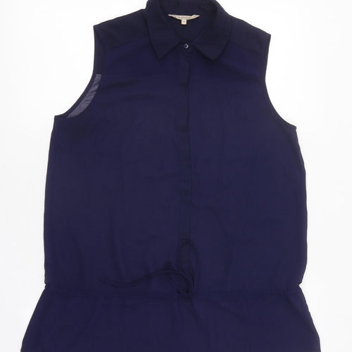 Rw&CO Womens Blue Polyester Basic Blouse Size S Collared