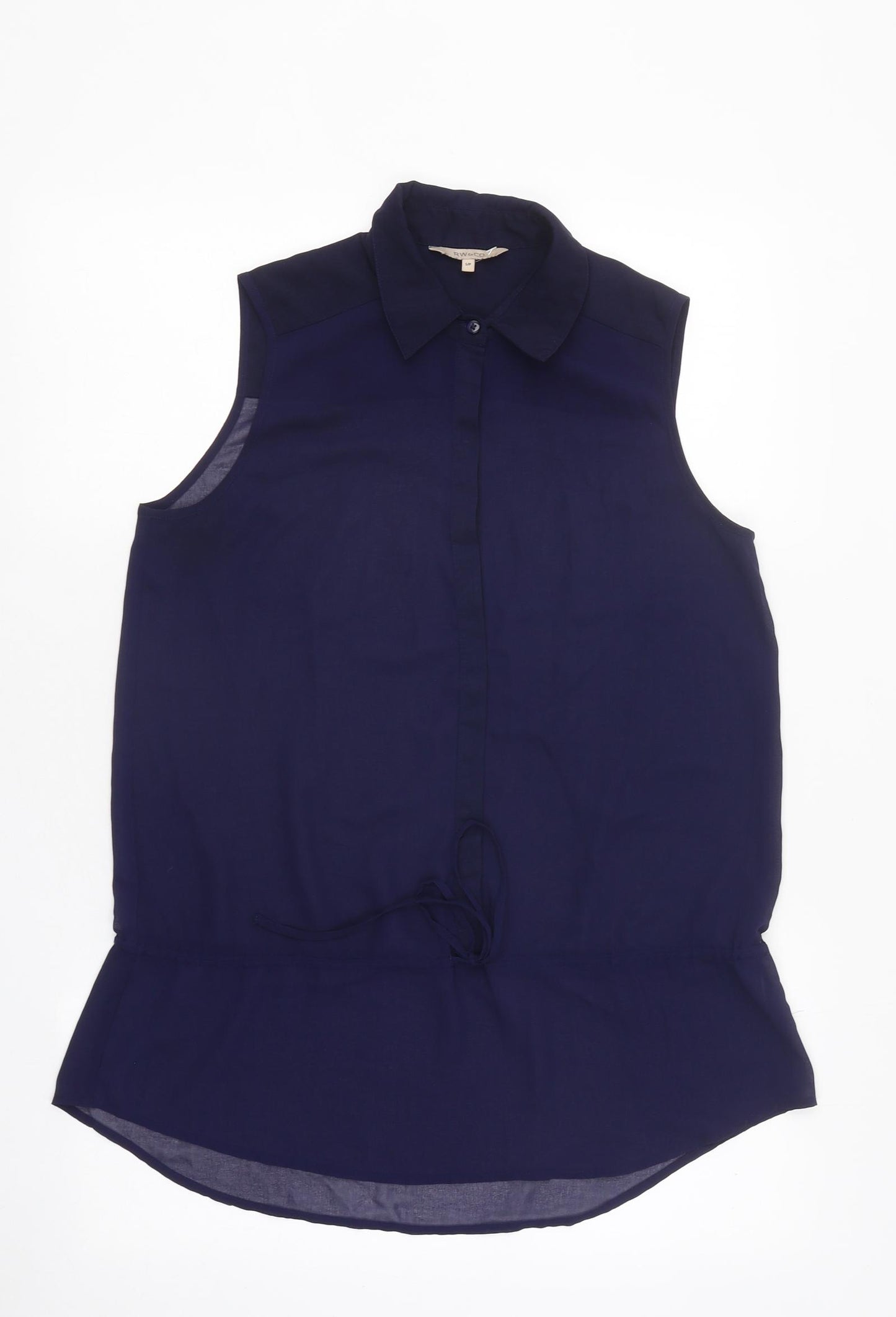 Rw&CO Womens Blue Polyester Basic Blouse Size S Collared