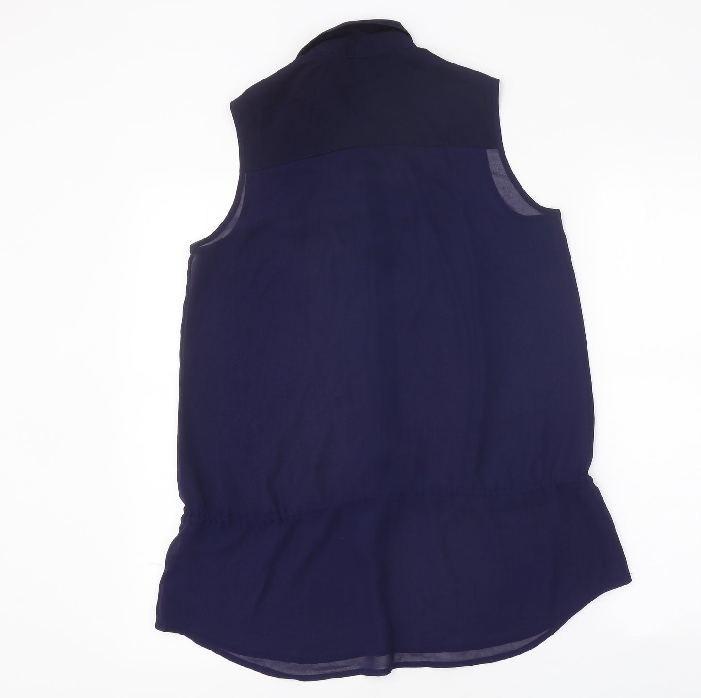 Rw&CO Womens Blue Polyester Basic Blouse Size S Collared